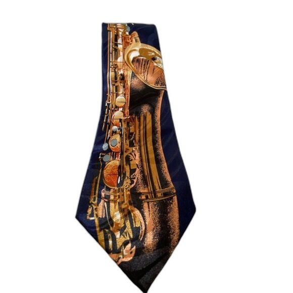Bundle of 2 Vintage Ties 52x4 Italian Fratello Saxophone, Looney Tune Bugs & Taz - Picture 2 of 12